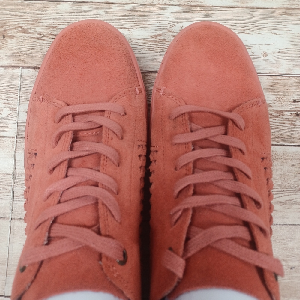 TOMS Dusty Rose Suede Lace Up Sneakers Whipstitched Casual Shoes Women's 8.5 - Picture 2 of 12